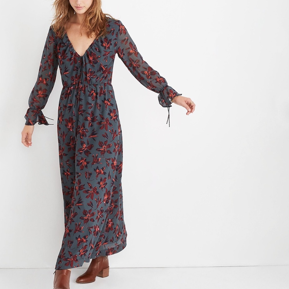 Madewell Willowleaf Tie-Sleeve Maxi Dress in Winter Orchid